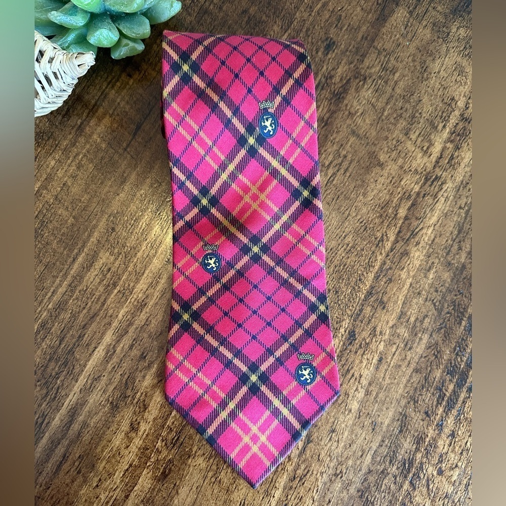 Tommy Hilfiger | Vintage Italian Silk Tie, Red Plaid Tie, Made in USA